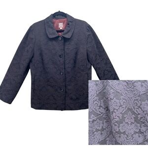 J Jill‎ Damask Blazer Jacket Black 12